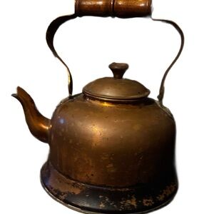 Brown Vintage Copper Tea Kettle Kitchen Accessory
